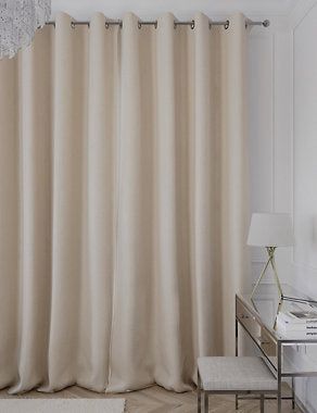 Faux Silk Eyelet Blackout Curtains - Champagne, W117Cm Drop 137Cm