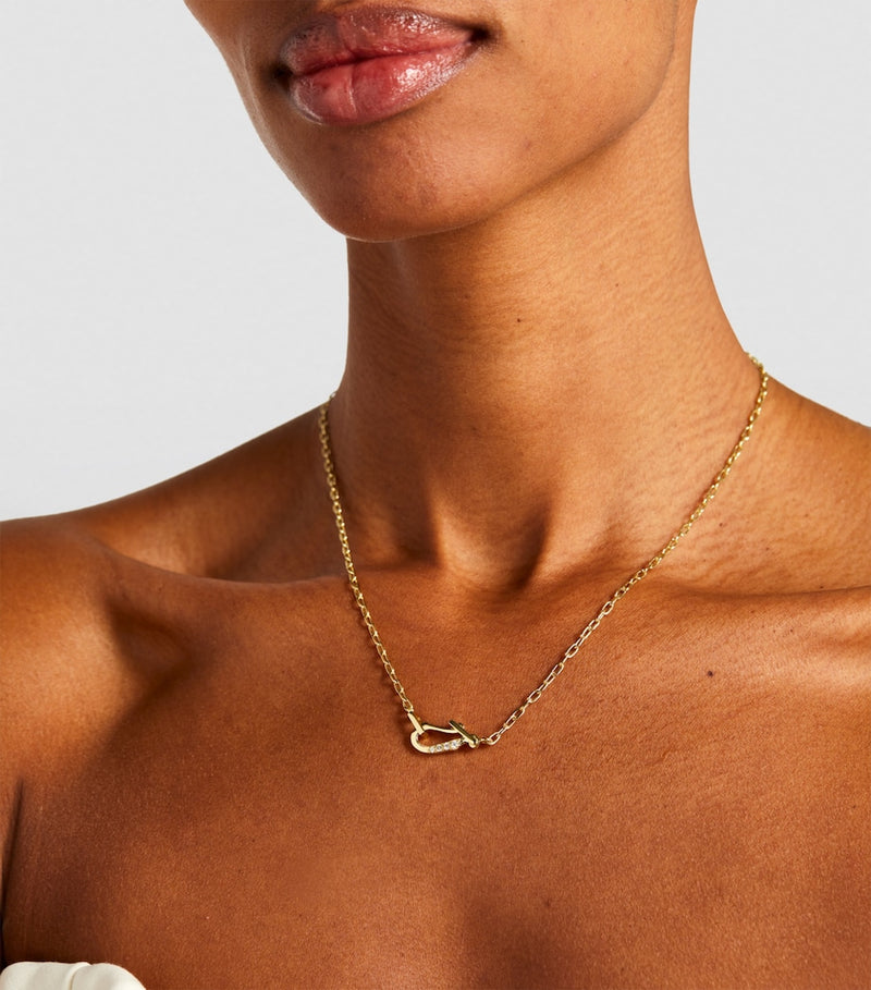 Jade Trau Lola necklace in yellow gold with diamond clasp - British product