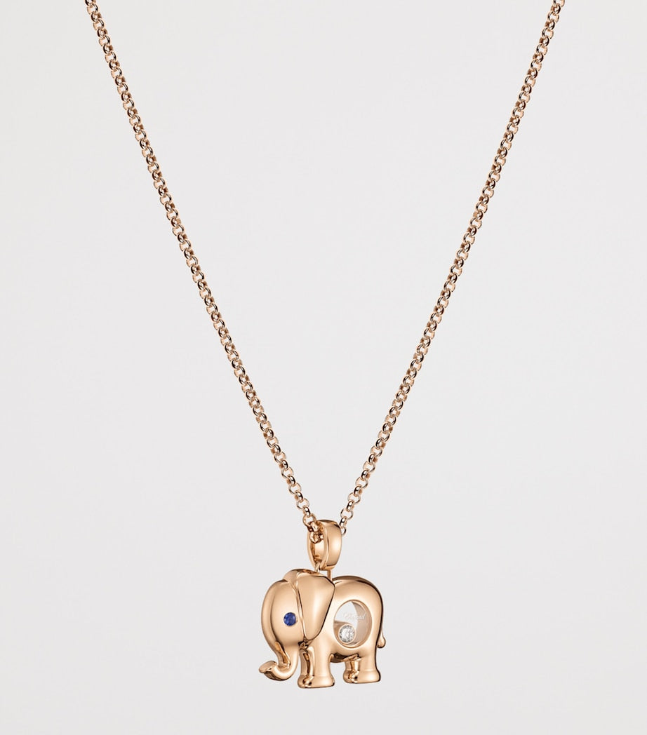 Chopard rose gold Happy Diamonds elephant necklace - British product