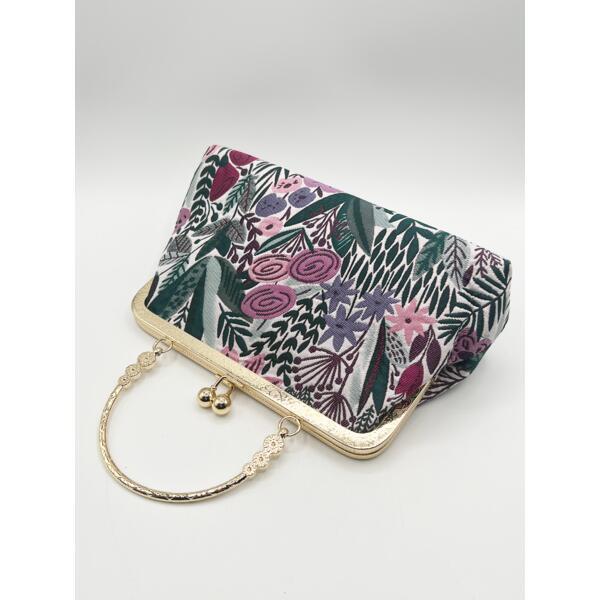 SVNX Blumen-bestickte Clutch-Tasche Grün Pink Polyester, importiert aus Großbritannien