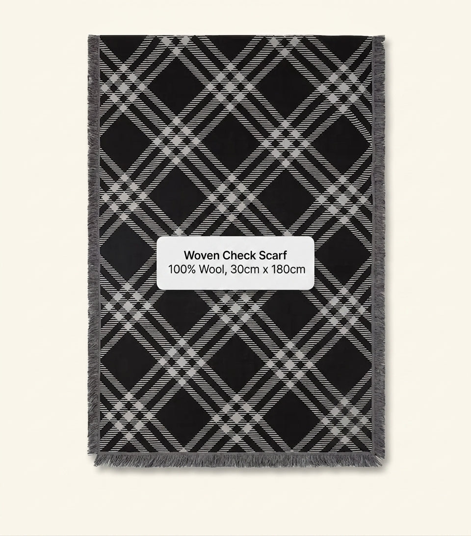 Burberry silk wool wide check scarf 200cm, UK version