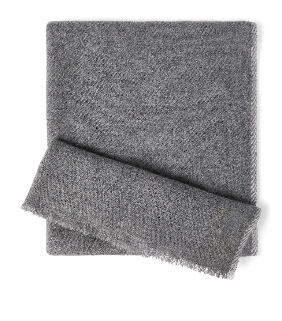 Brunello Cucinelli cashmere fringe-trim scarf 48cm x 170cm (British brand)