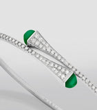 Marli New York Cleo slip-on bracelet white gold diamond green agate, imported from the UK