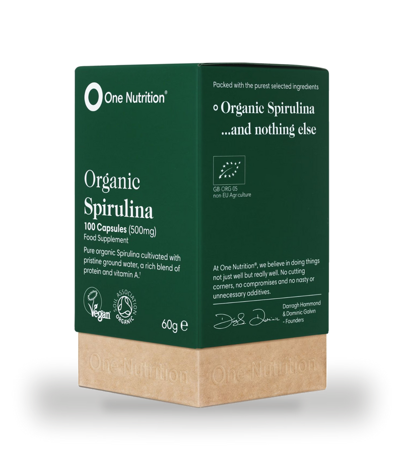 One Nutrition organic spirulina 500mg 100 vegecaps, imported from the UK