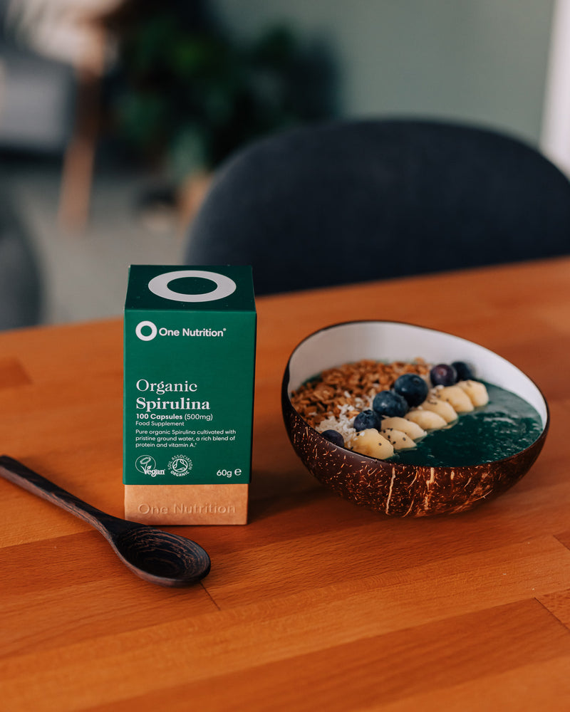 One Nutrition organic spirulina 500mg 100 vegecaps, imported from the UK