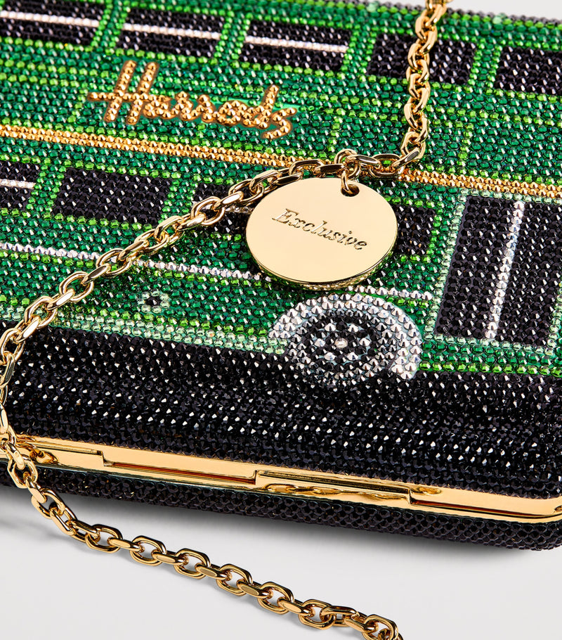 Judith Leiber Slim Slide clutch bag with crystals, imported from the UK