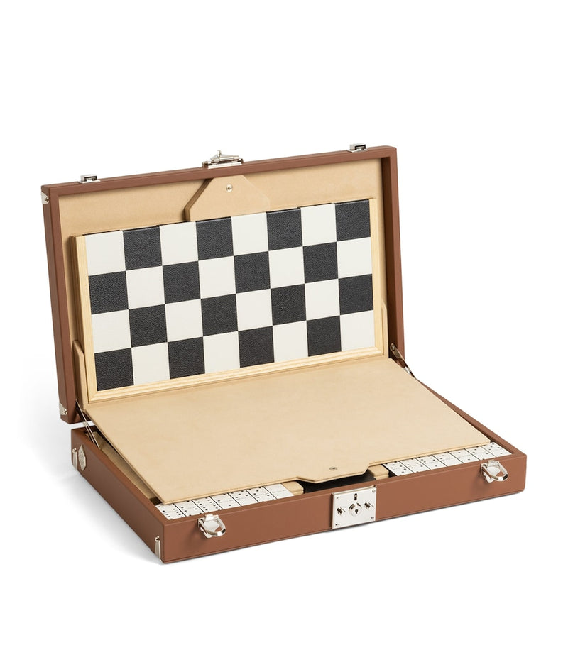 Swaine leather and maple wood chess set (British brand)