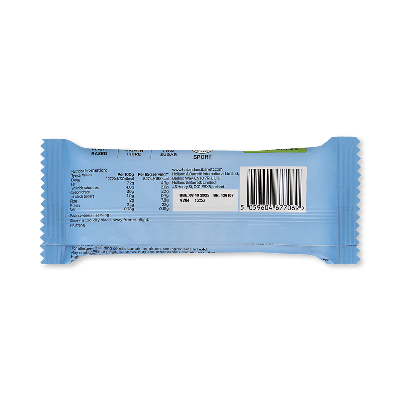 Plant protein bar dark chocolate sea salt 65g (British brand)