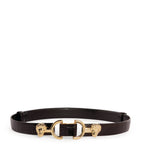 Maje lion-embellished leather horsebit belt (British brand)