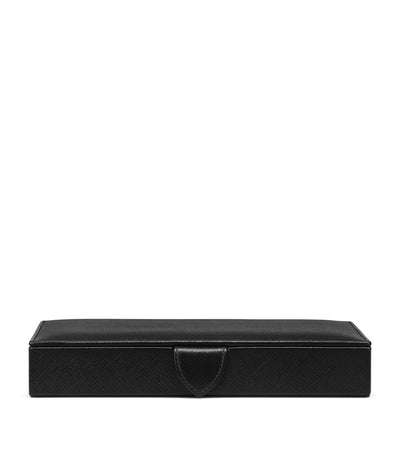 Harrods Smythson Leather Panama Cufflink Box- Buy online at McGrocer