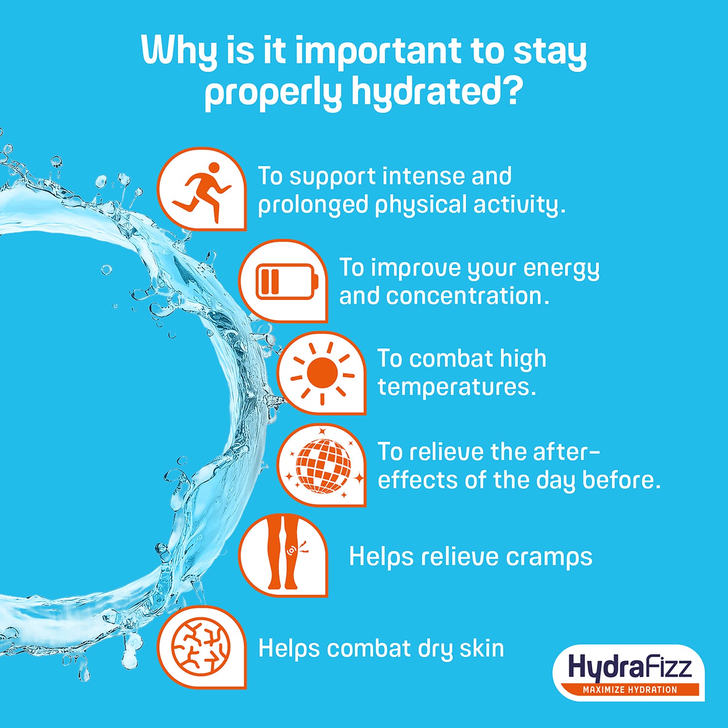 Hydrafizz Hydra + Boost effervescent supplement orange flavour, imported from the UK