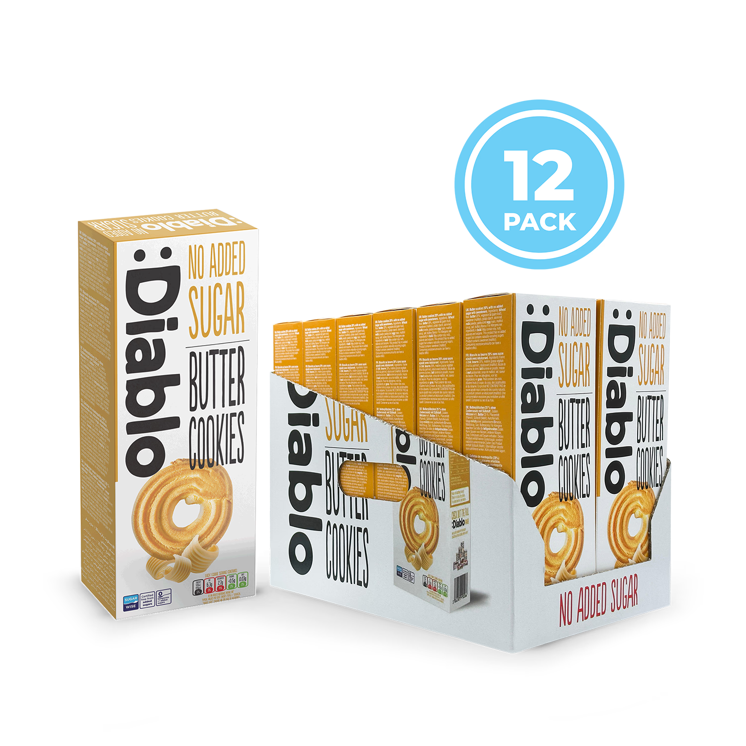 Diablo no added sugar butter cookies 135g pack (British brand)