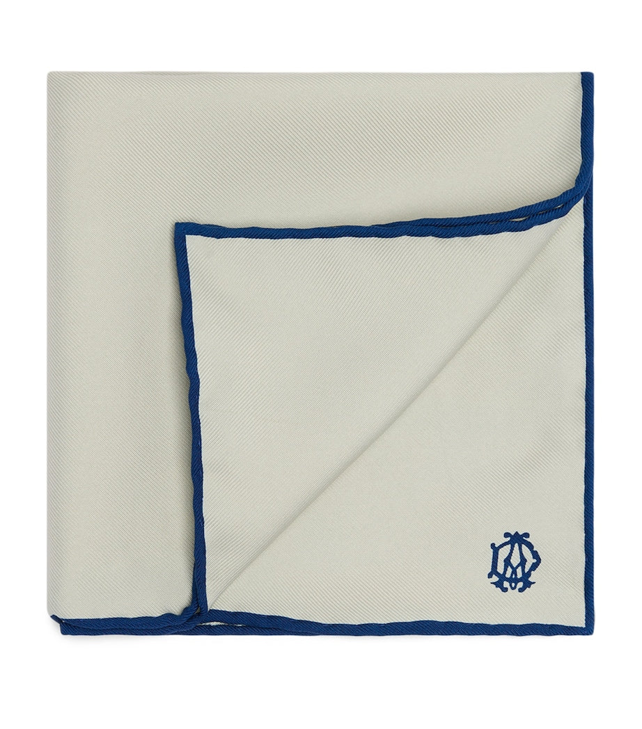 Dunhill mulberry silk pocket square with cypher logo, UK version