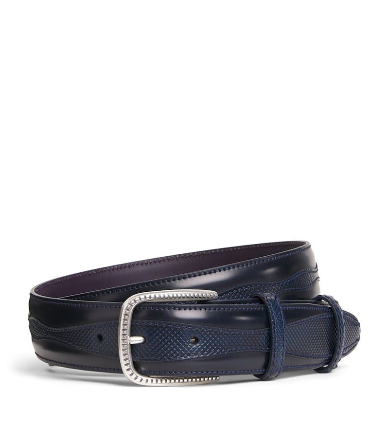 Elliot Rhodes leather Jolson belt with textured design (British brand)