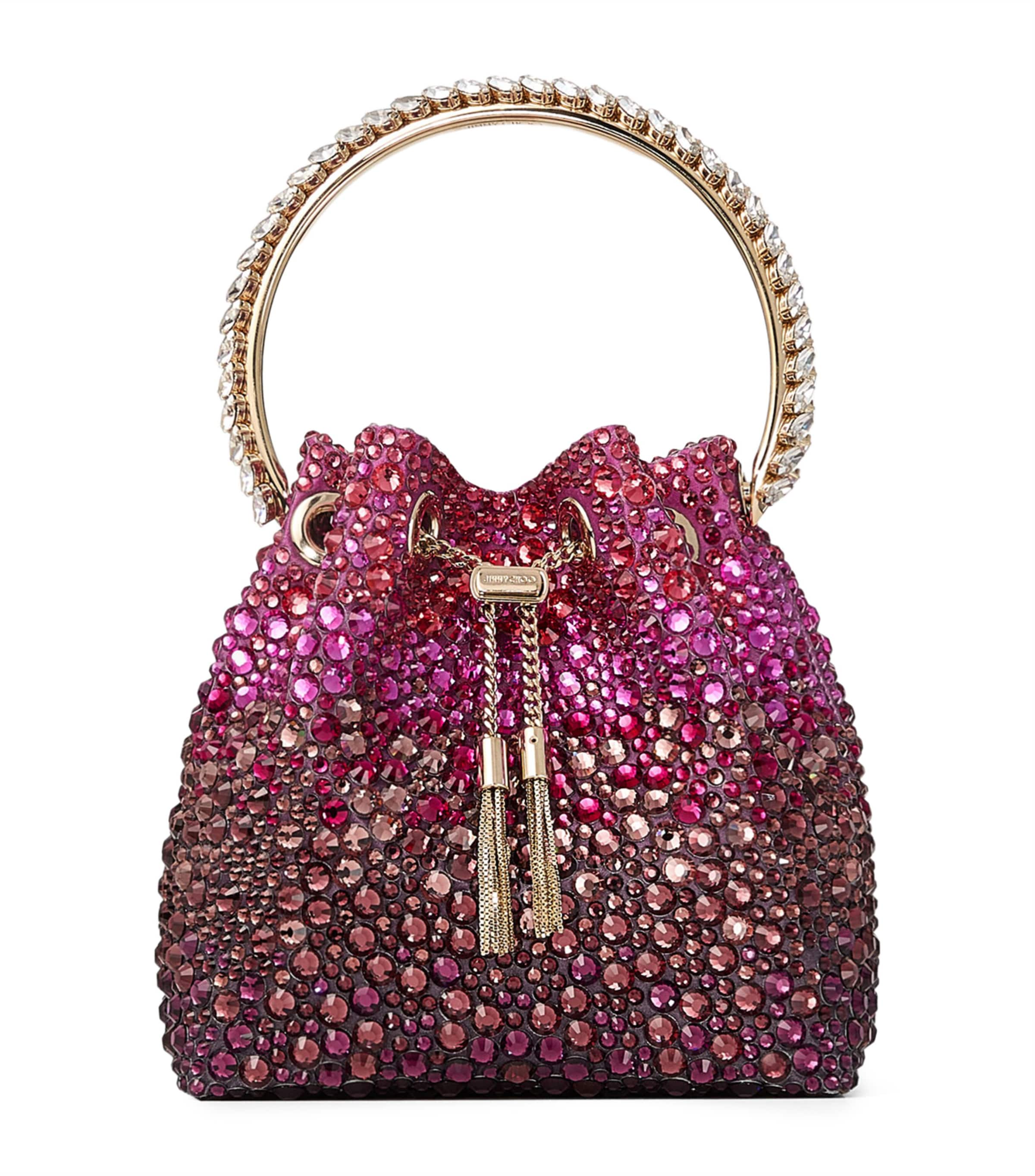 Jimmy Choo Bon Bon top-handle bag with crystal embellishment, imported from the UK