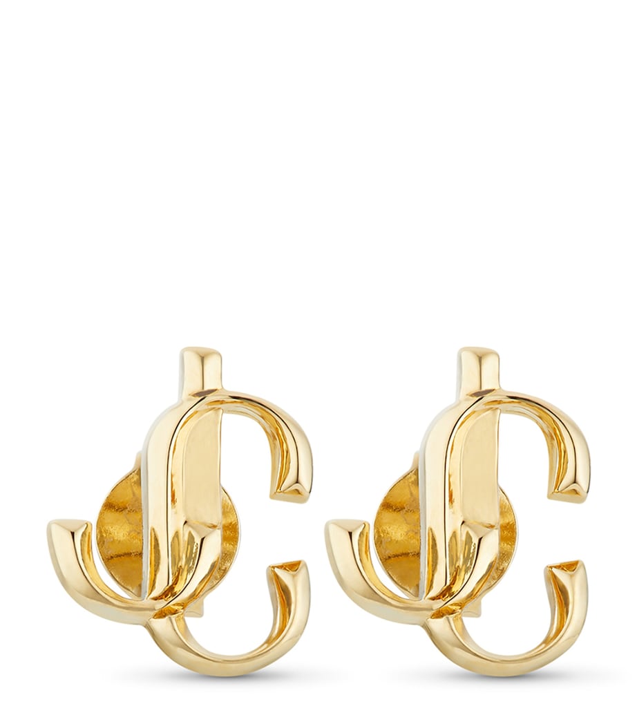 Jimmy Choo JC Logo Mini Stud Earrings, imported from the UK