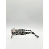 SVNX zebra print square frame sunglasses pink lenses (British brand)