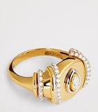 L'Atelier Nawbar yellow gold diamond pinky ring, imported from the UK