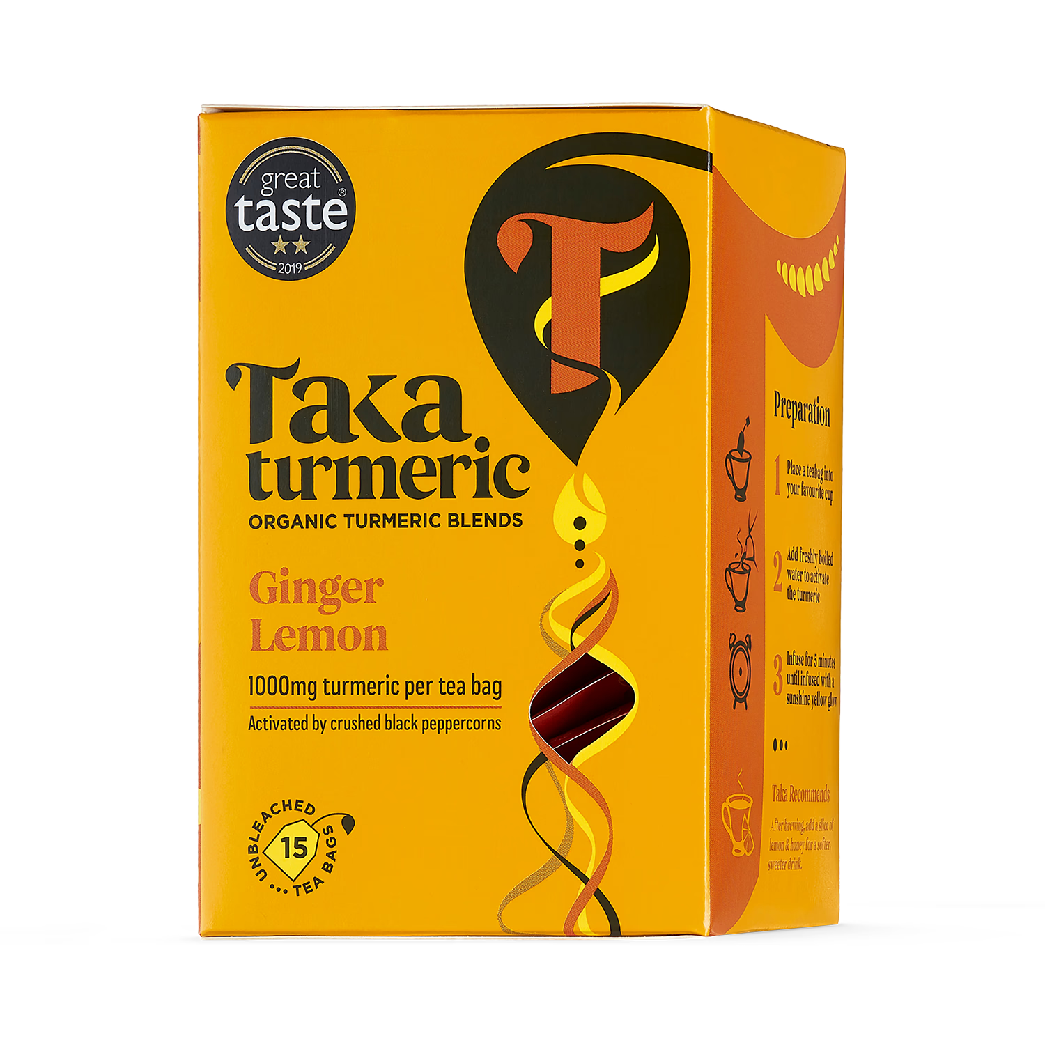 Taka Turmeric tea ginger lemon 15 teabags - British product