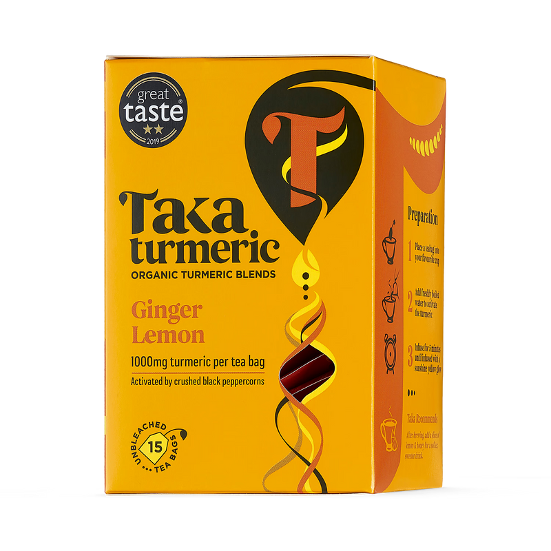 Taka Turmeric tea ginger lemon 15 teabags - British product