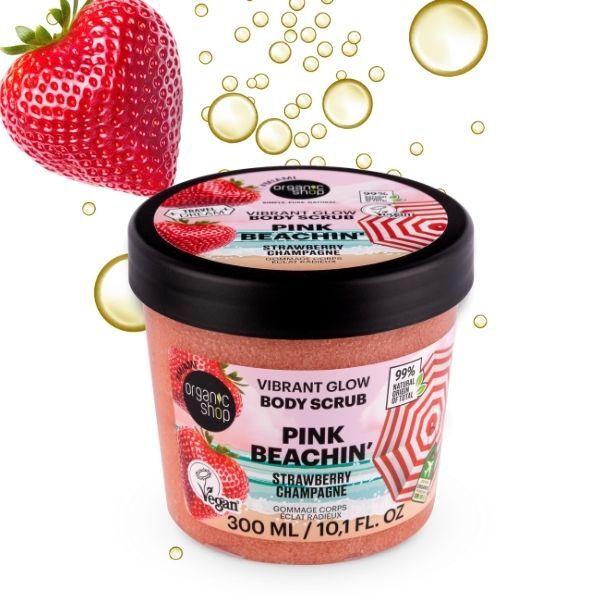 Organic Shop Pink Beachin body scrub 300ml, imported from the UK