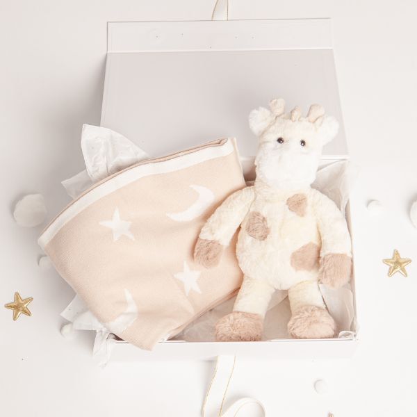 Babbico Beige Giraffe Toy And Star Blanket Baby Gift Set GOODS Superdrug   