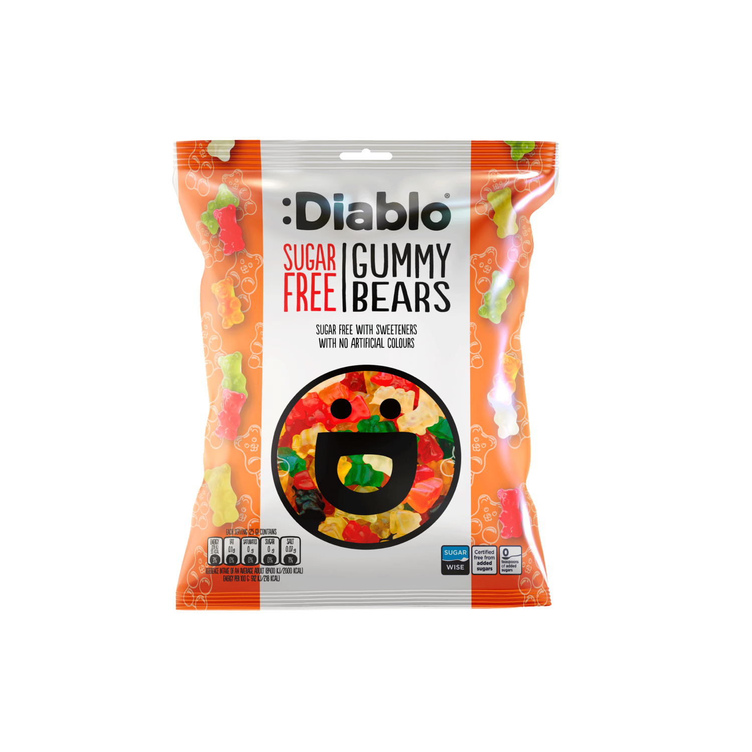 Diablo Sugar Free Gummy Bears assorted 75g, UK version