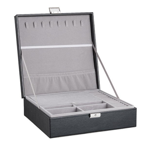 Livingandhome double tier travel jewelry box black - British product
