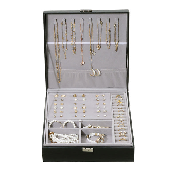 Livingandhome double tier travel jewelry box black - British product