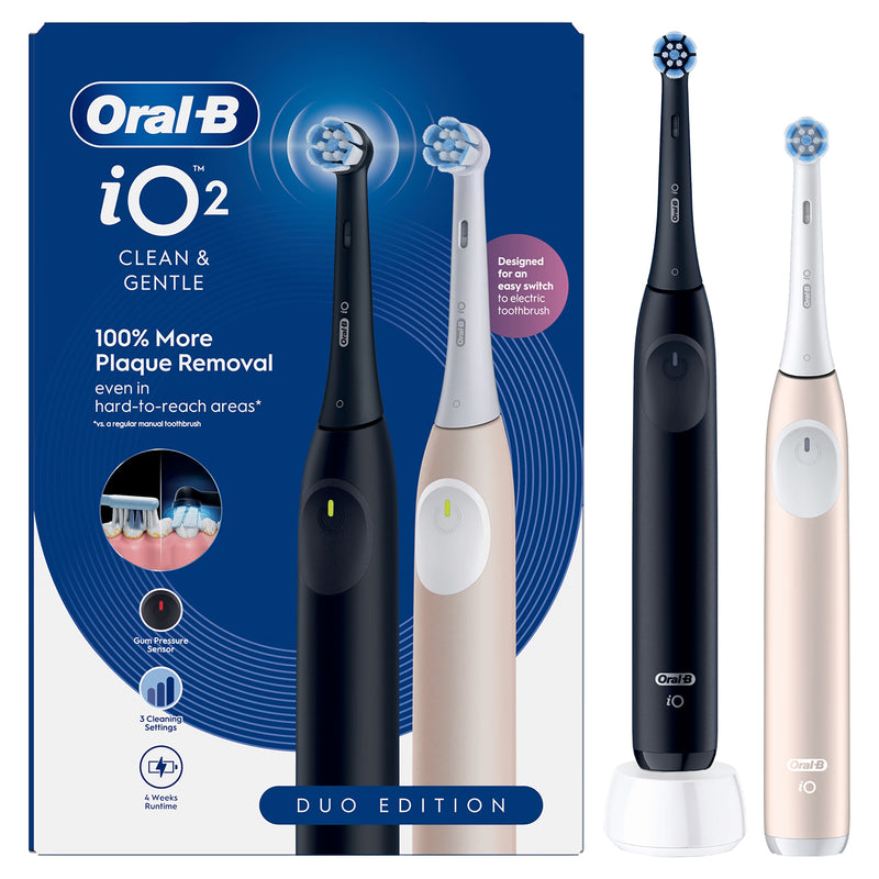 Oral-B iO 2 electric toothbrush 2-pack Black & Pink, UK version
