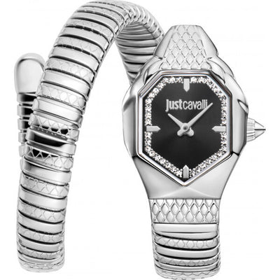 Superdrug Just Cavalli Black Ladies Signature Snake Aria Watch- Buy online at McGrocer