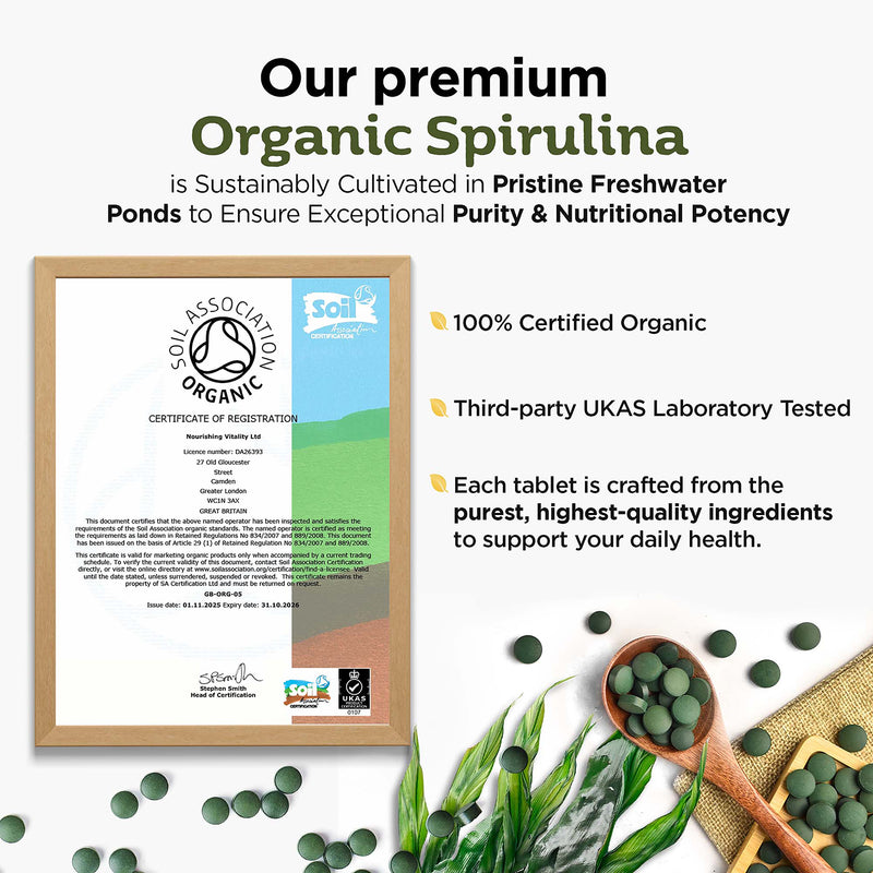 Inner Vitality organic spirulina tablets 500 count, imported from the UK