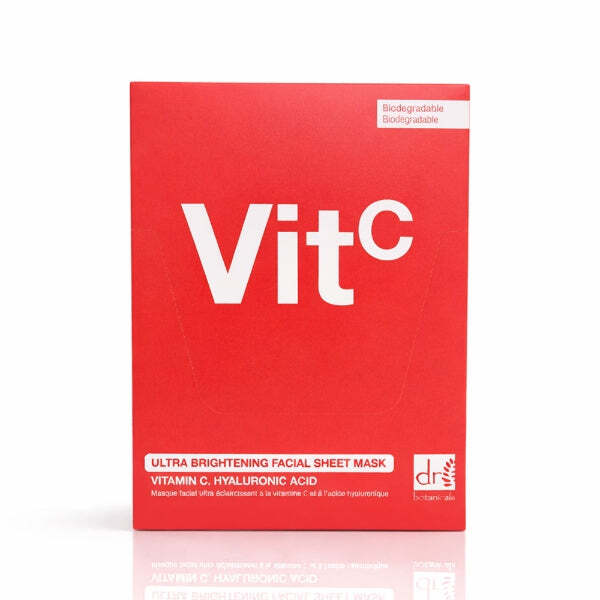 Dr Botanicals Vitamin C and Hyaluronic Acid facial mask pack of 10, imported from the UK