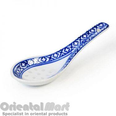 Chinese rice spoon with blue pattern for serving, UK version