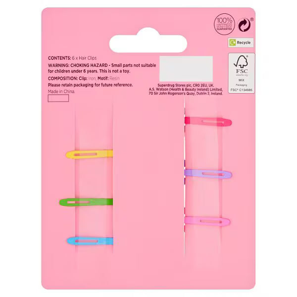 Snap hair clip set 6 pieces - British product