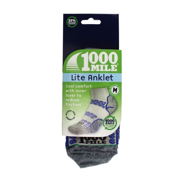 1000 Mile Men's Repreve double layer anklet socks, UK version