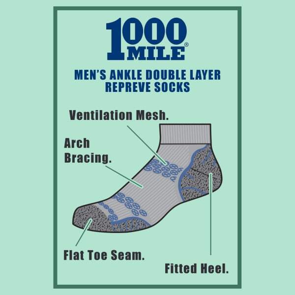 1000 Mile Men's Repreve double layer anklet socks, UK version