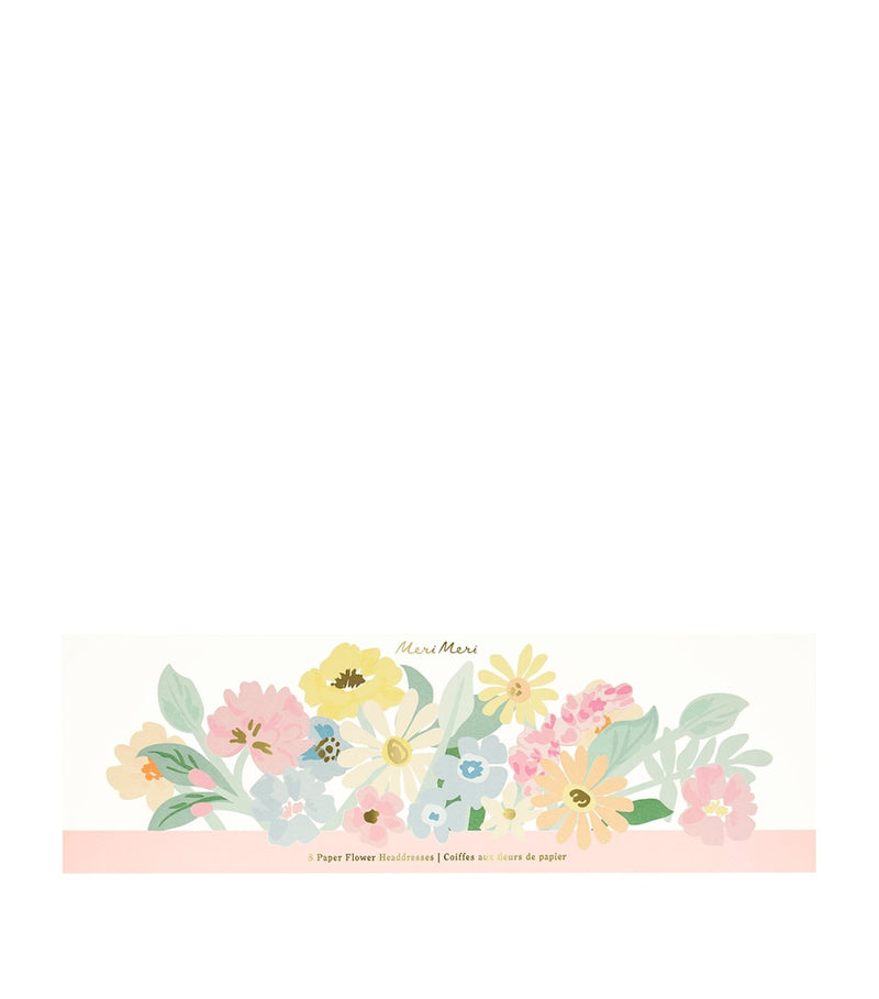 Meri Meri set of 8 paper flower crowns, UK version