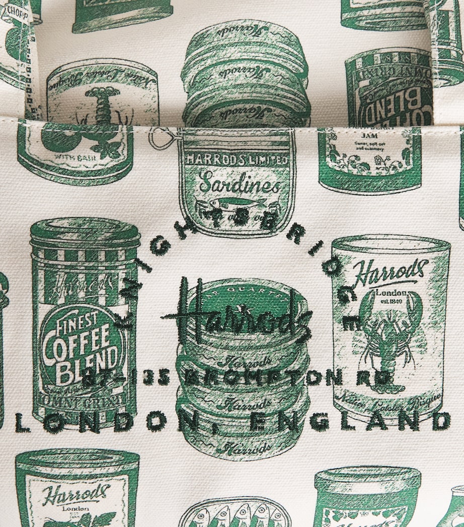 Harrods cotton canvas tote bag with iconic packaging prints, imported from the UK
