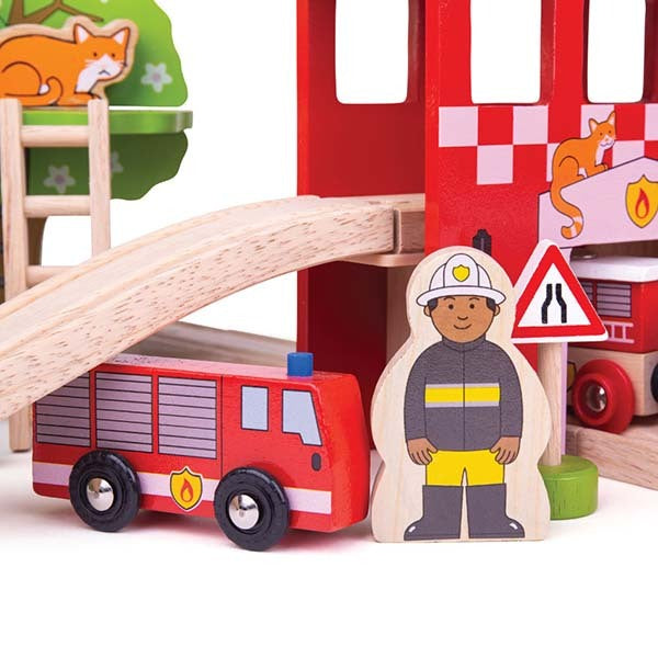 Bigjigs Rail Fire Station Train Set GOODS Superdrug   