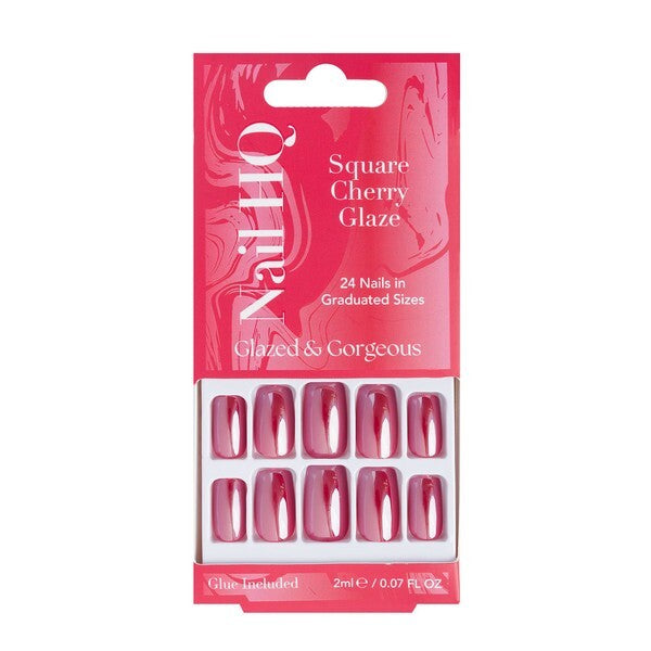 Nail HQ False Nails Cherry Glaze 24 Pieces, imported from the UK
