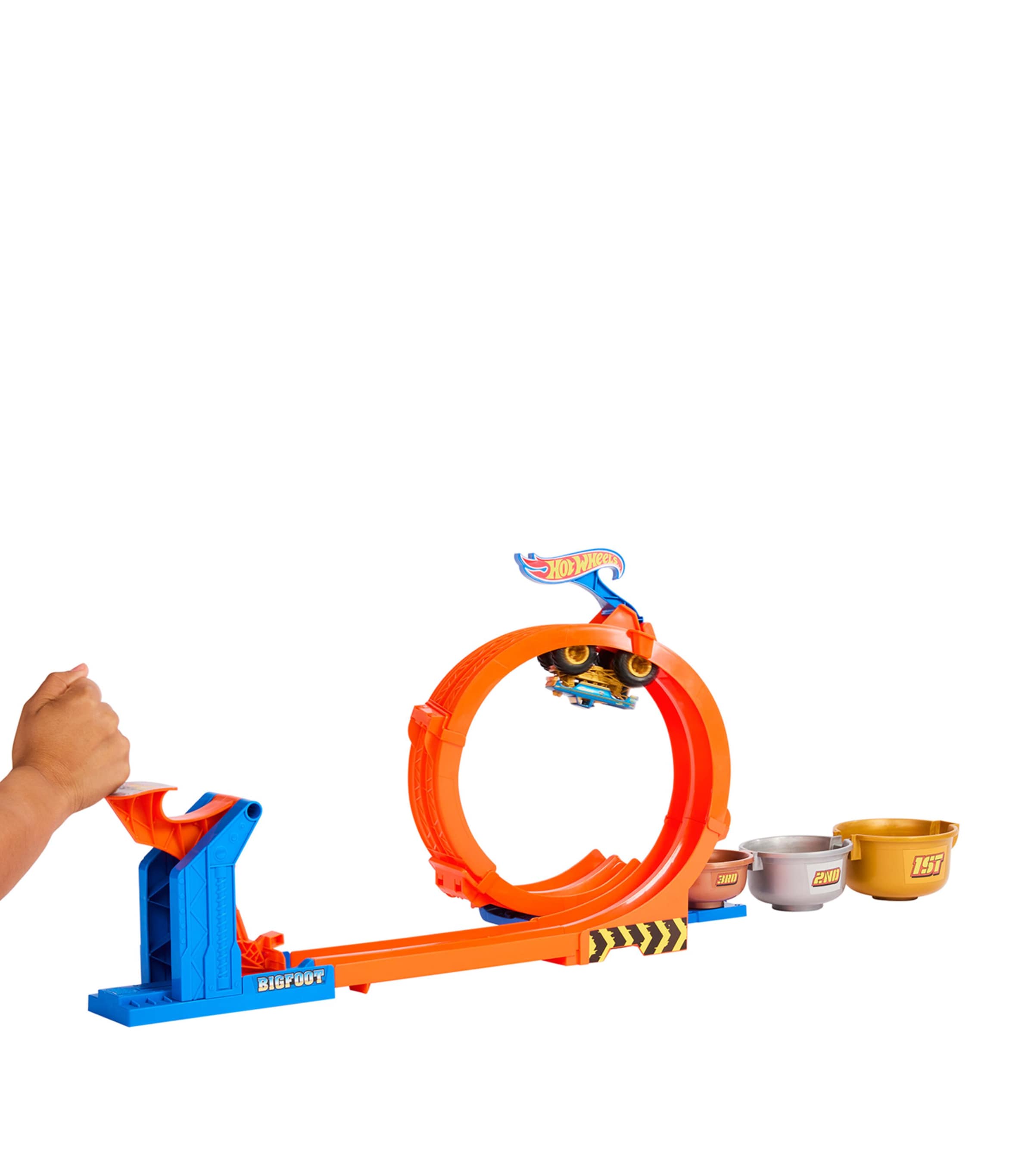 Hot Wheels monster truck Loop-and-Flip Trophy Challenge set, UK version