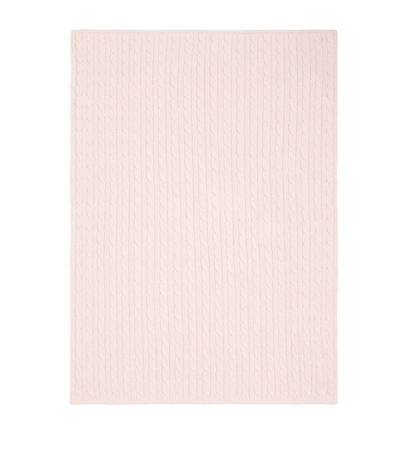 Ralph Lauren cotton cable-knit baby blanket with Polo Pony, UK version