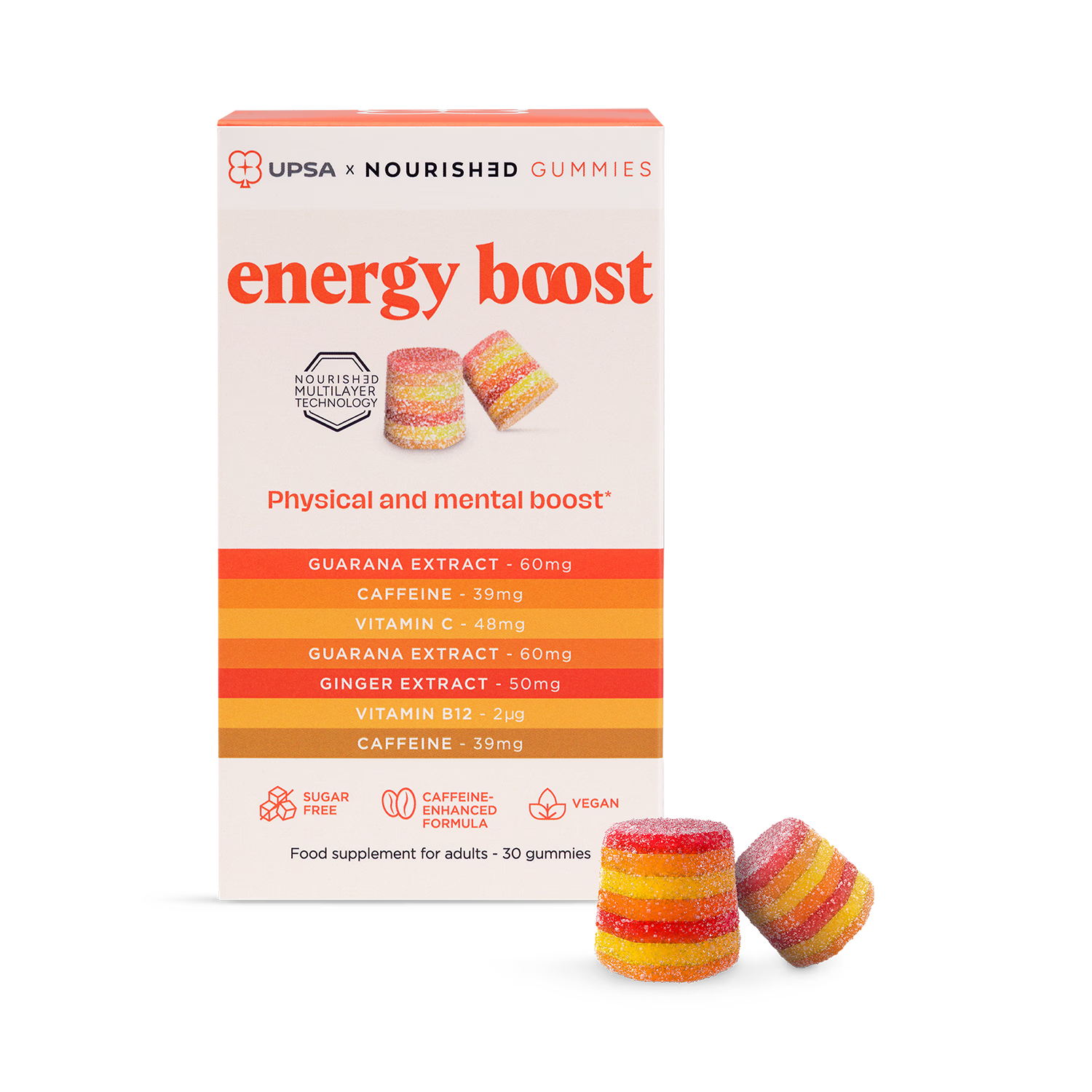 UPSA x Nourished Energy Boost Gummies 30 count - British product