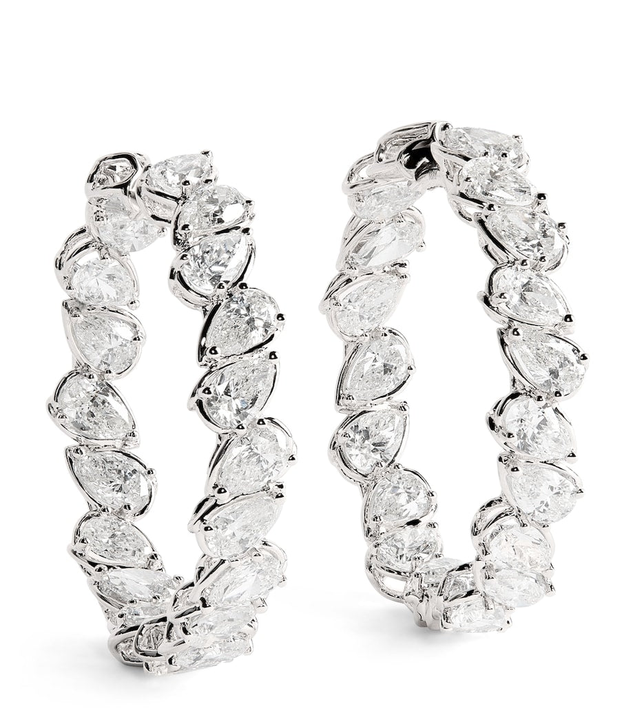 Harrods white gold diamond hoop earrings 9.50ct (British brand)