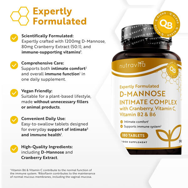 Nutravita D Mannose Complex supplement 180 tablets - British product
