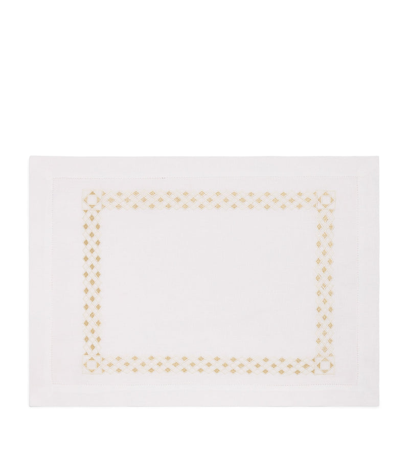 Dea linen embroidered Liri placemat 35cm x 50cm - British product