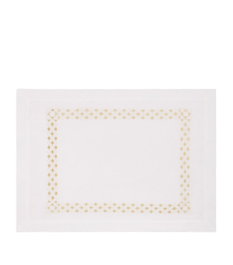 Dea linen embroidered Liri placemat 35cm x 50cm - British product