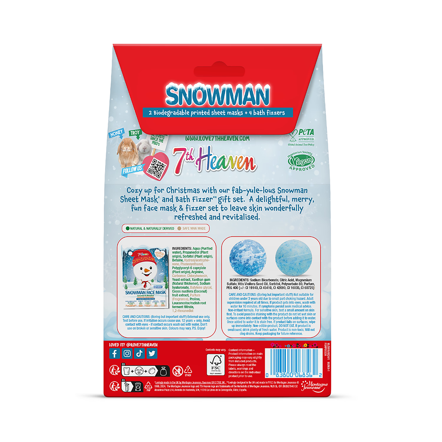 Snowman face mask and bath bomb set, UK version