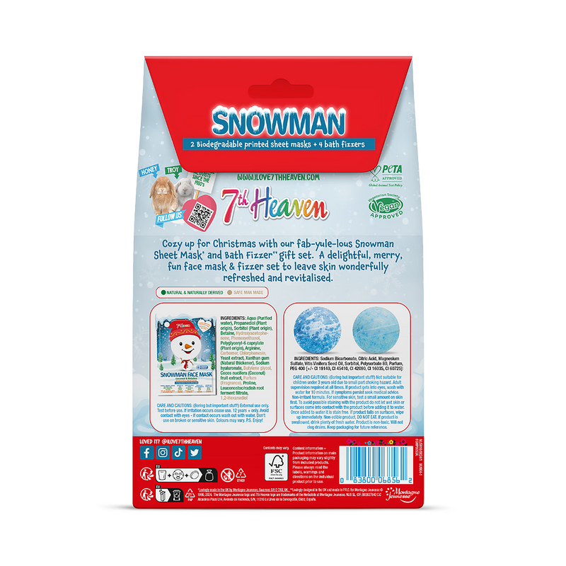 Snowman face mask and bath bomb set, UK version